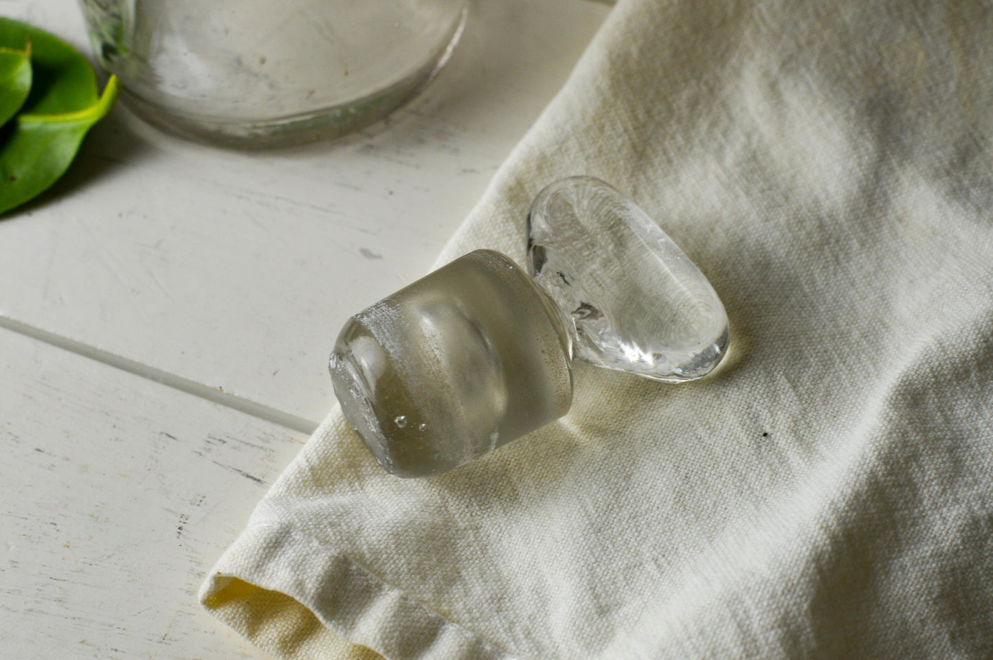 French Antique Glass Pharmacy Jar, Bottle, ‘Chlorate de Potass’, Vase