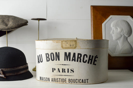 Old Cardboard Hat Box from Bon Marche Department Store Paris