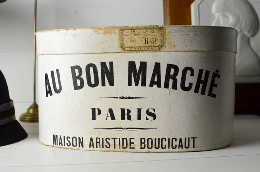 Old Cardboard Hat Box from Bon Marche Department Store Paris