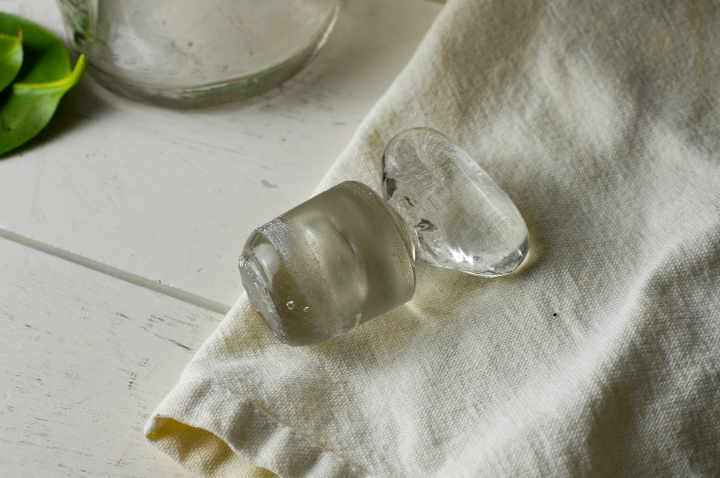 French Antique Glass Pharmacy Jar, Bottle, ‘Chlorate de Potass’, Vase