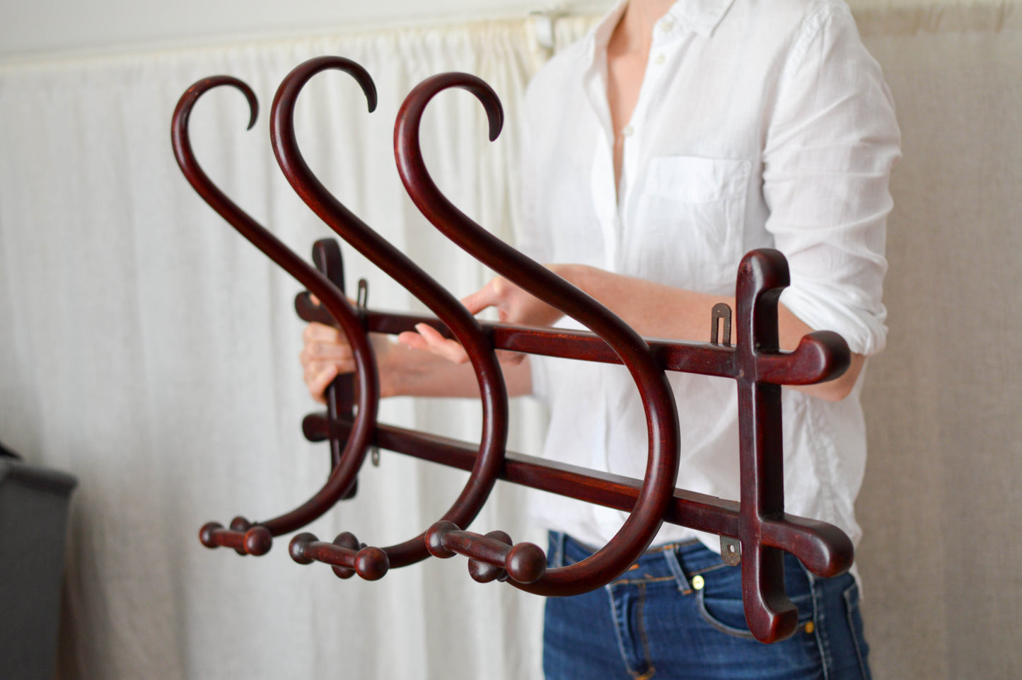 Antique Coat Rack with 3 'S hooks' (Thonet brand)