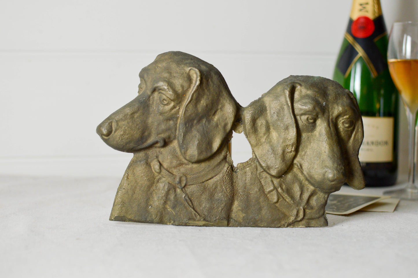 French Vintage Bronze Sausage Dogs