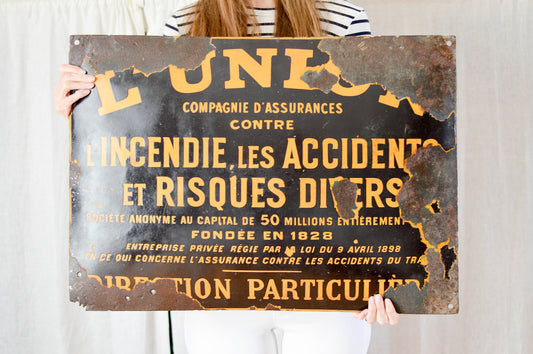 Large French Vintage Enamel Sign. Sydney-wide delivery or pick up only due to size