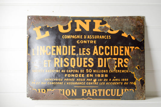 Large French Vintage Enamel Sign. Sydney-wide delivery or pick up only due to size